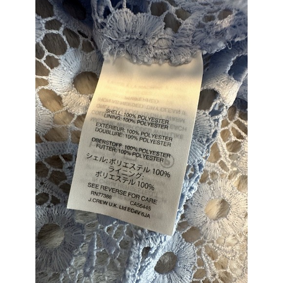 J Crew Daisy Lace Bell Sleeve Top Sz 10 Blue - Picture 13 of 16